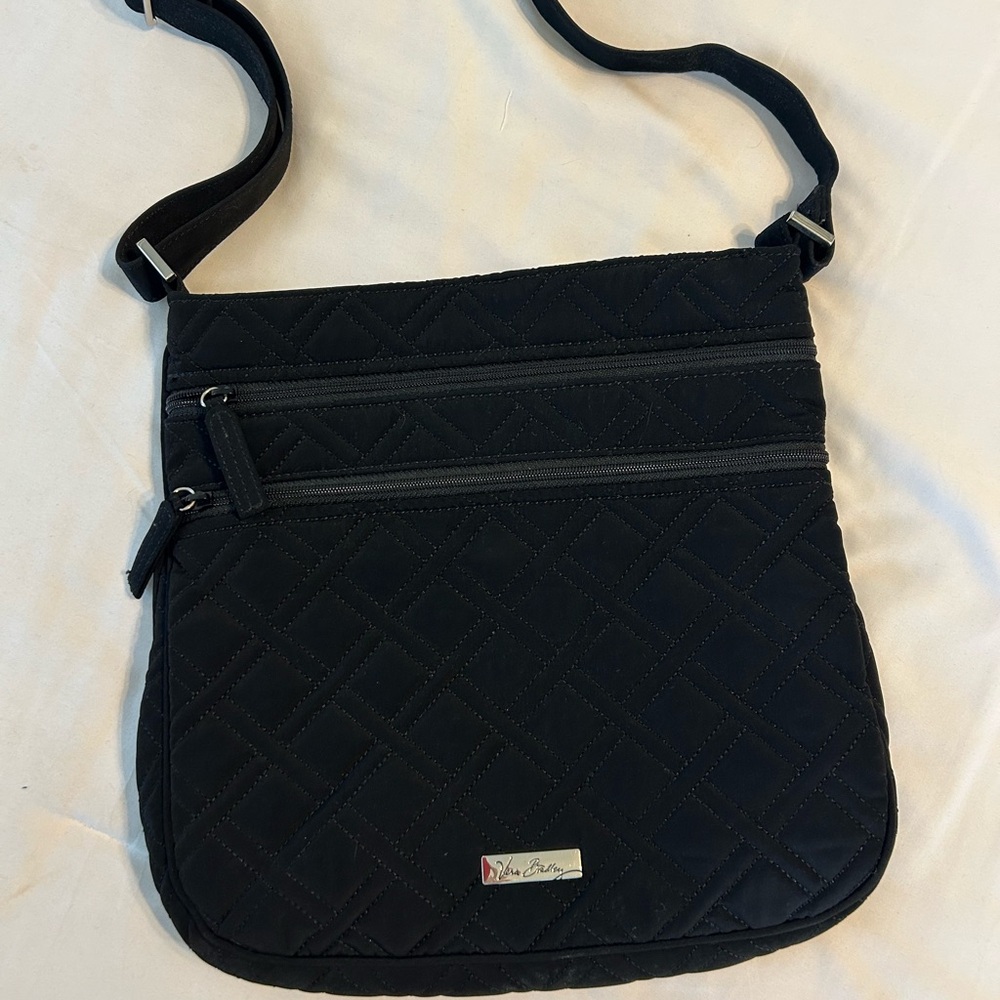 Vera Bradley triple zip hipster Black Quilted Crossbody Bag